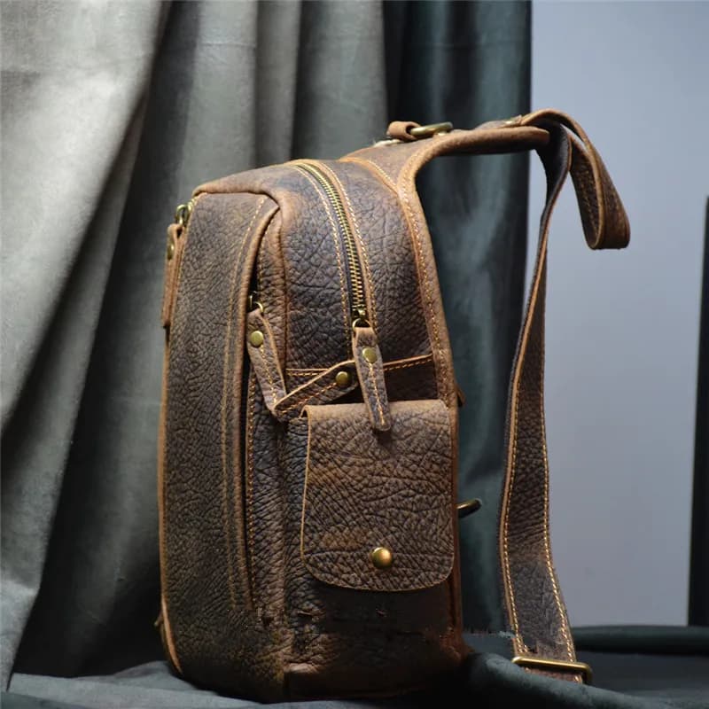 PNDME – sac de poitrine rétro en cuir véritable pour hommes, sac à bandoulière multifonctionnel en c