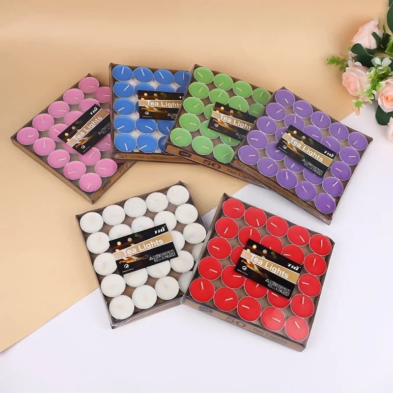 Bougies chauffe-plat rondes en forme de cœur, 50 pièces, bougies d'ambiance romantique, pour anniver