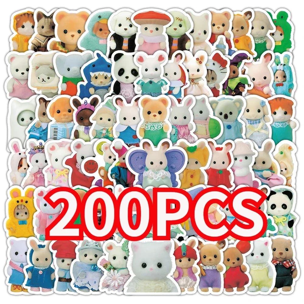 100/200 pièces Calico Critters autocollants ordinateur portable Scrapbook décoration Graffiti décalc