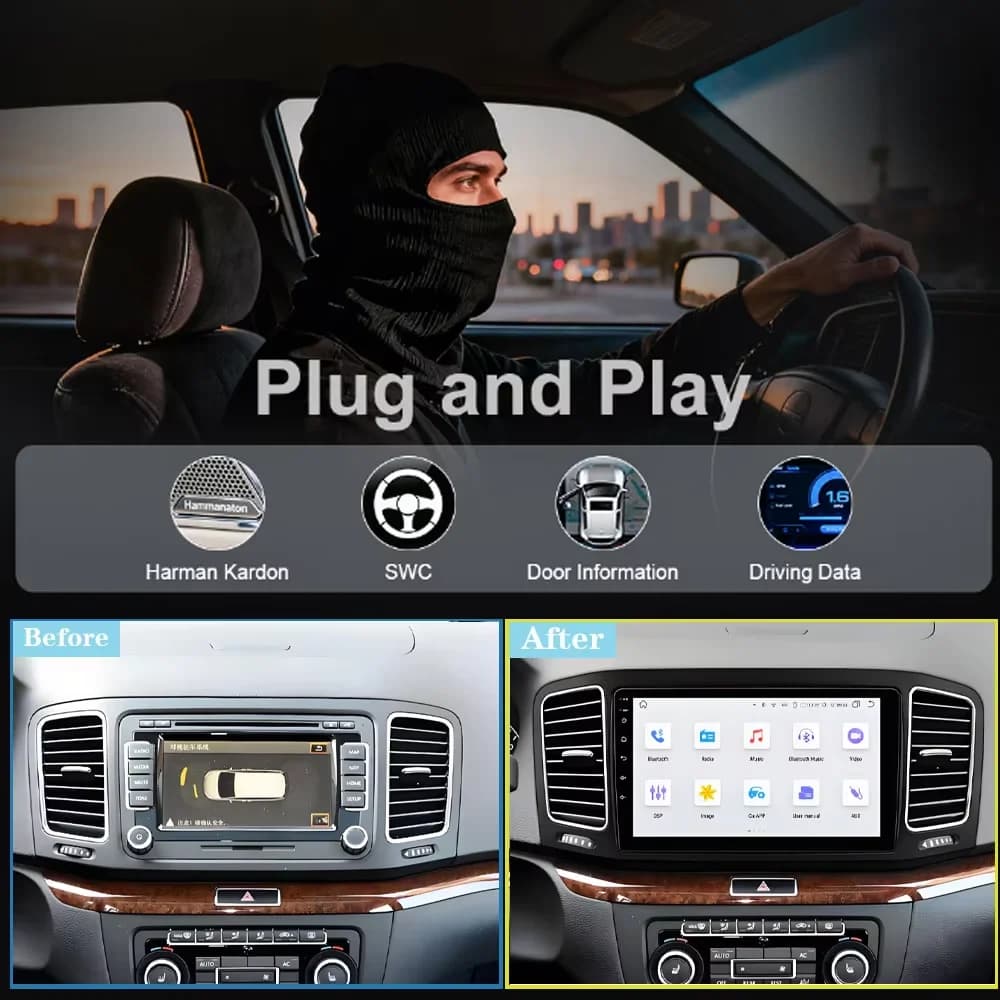 Autoradio Stéréo Android pour Volkswagen, Lecteur de Limitation existent, GPS, Carplay, 4G, BT, Wifi