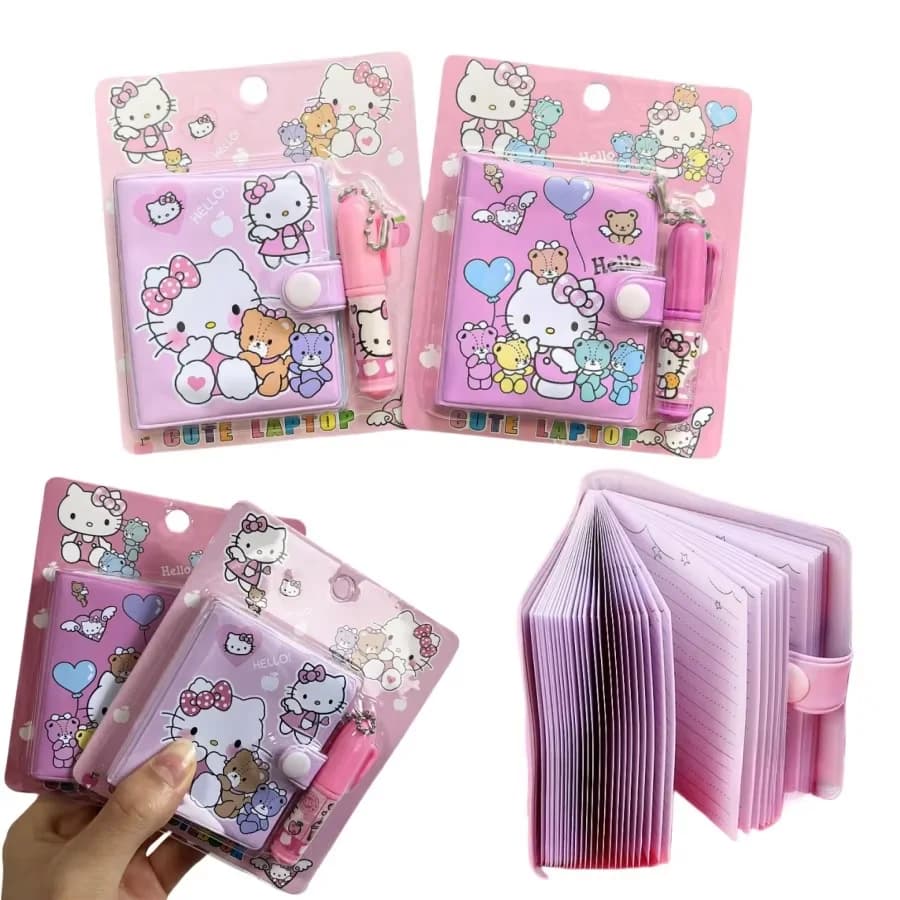 Lot de 1/4/8/16 carnets Hello Kitty, petit format, Kawaii, mini, portable, fournitures scolaires, pa