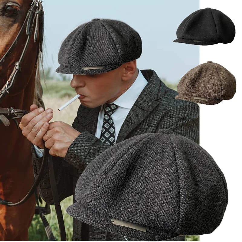 Casquettes de journal avec lame mode hommes laine mélange casquette plate Peaky chapeau conduite cha