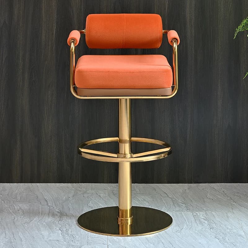 Tabourets de Bar de luxe modernes avec dossier et tabouret de Bar pivotant de comptoir de Base dorée