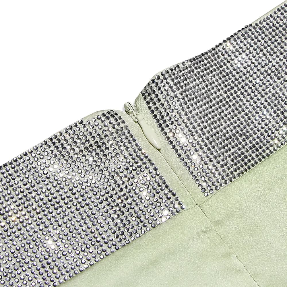 Suninheart-Robe d'invité de mariage avec perles pour femmes, ensemble de 2 pièces, haut court, vert,