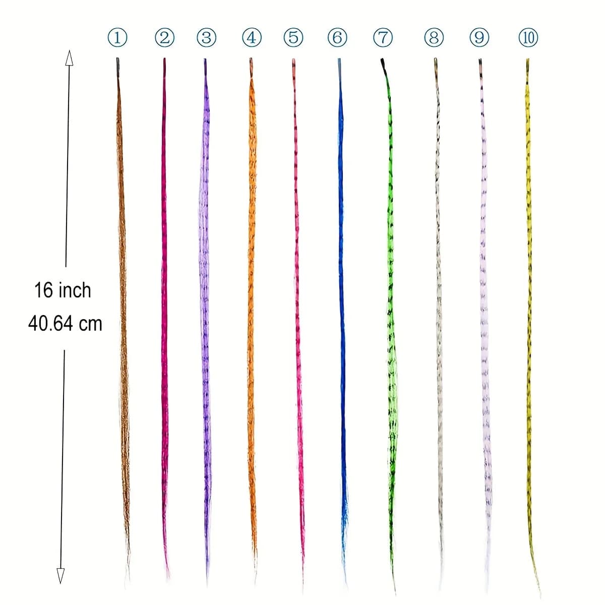 Extensions de cheveux en plumes vibrantes, 10 brins, 10 couleurs, 16 pouces, kit de plumes de cheveu