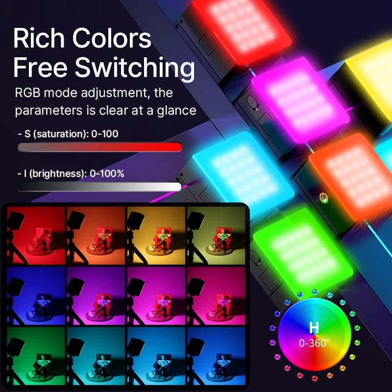 Ulanzi VL49 RGB Pro lumière vidéo d'ambiance colorée lumière de remplissage Portable pour appareil p