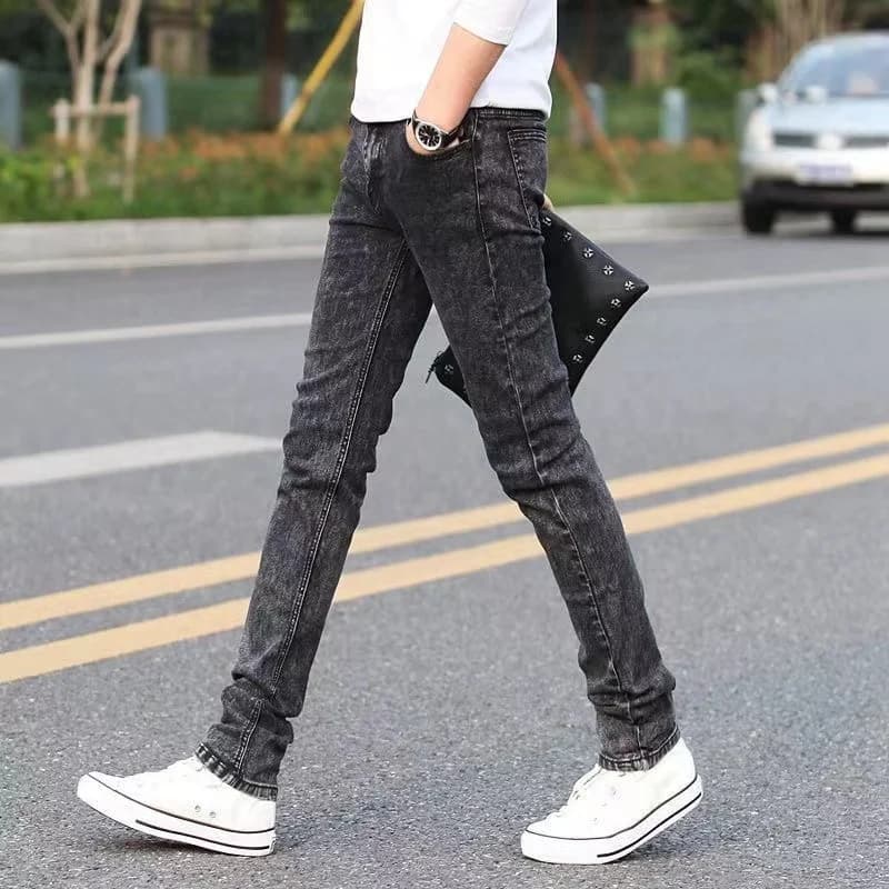 Mode hommes coupe ajustée Denim crayon pantalon de haute qualité noir blanc maigre Stretch jean homm