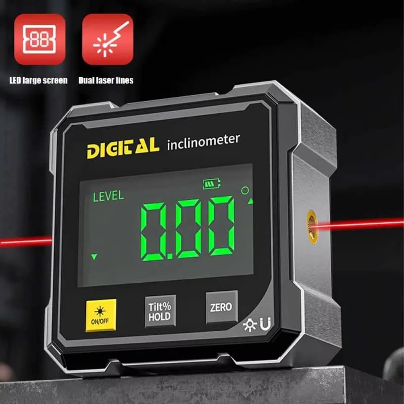 NOUVEAU Niveau numérique magnétique double face avec laser, rapporteur électronique, horizontomètre,