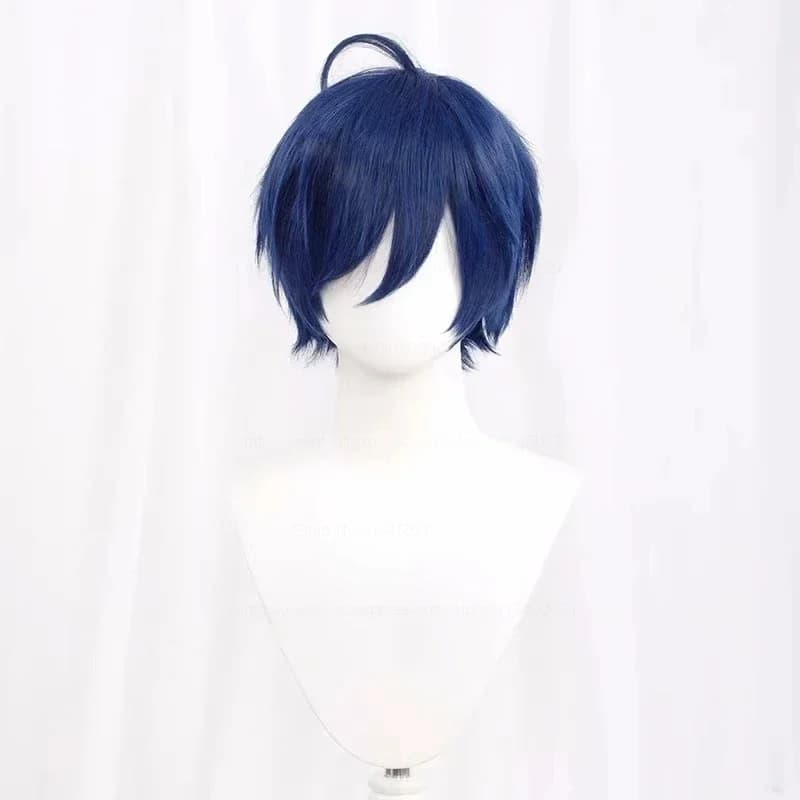 Perruque de Cosplay synthétique courte et lisse, blanc, vert, violet, marron, noir, bleu, gris, Oran