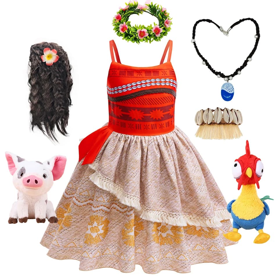Robe de princesse Moana pour enfants, tenue de fête d'Halloween, de carnaval ou de mascarade, cadeau