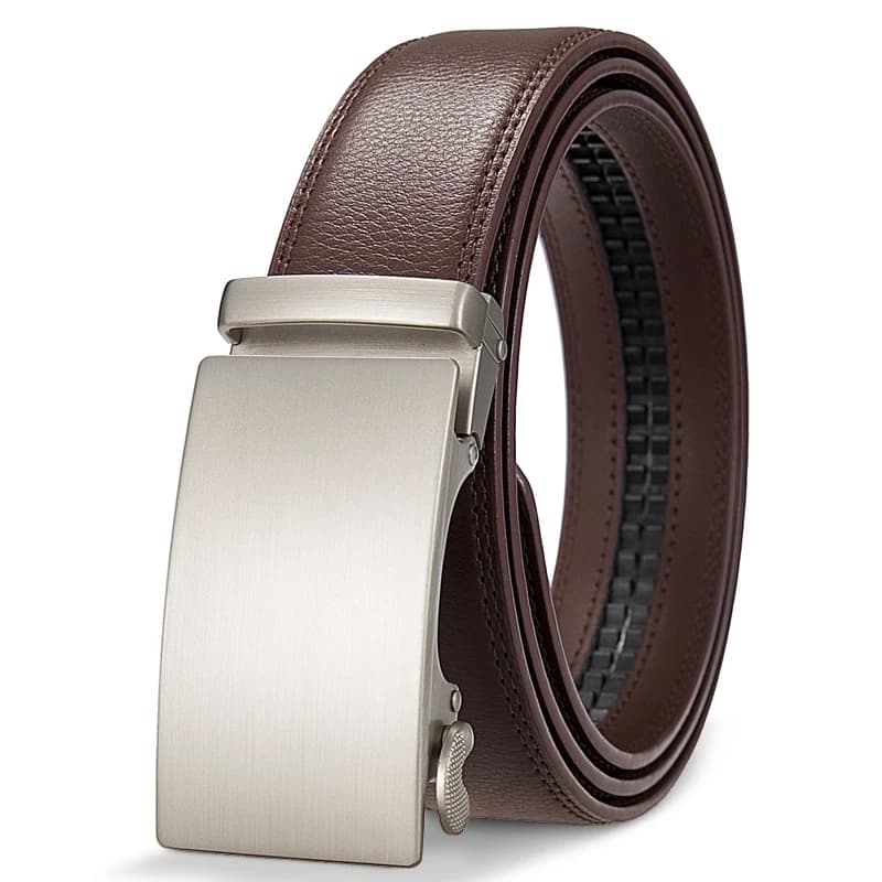 Ceinture décontractée en cuir véritable de haute qualité pour hommes, ceintures à boucle automatique
