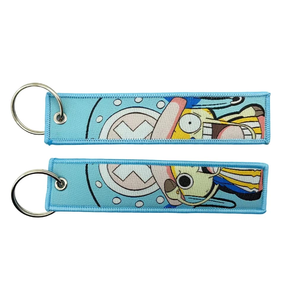 Porte-clés Anime une pièce avec mignon Jet Manga brodé, étiquette de clé à la mode pour accessoire d