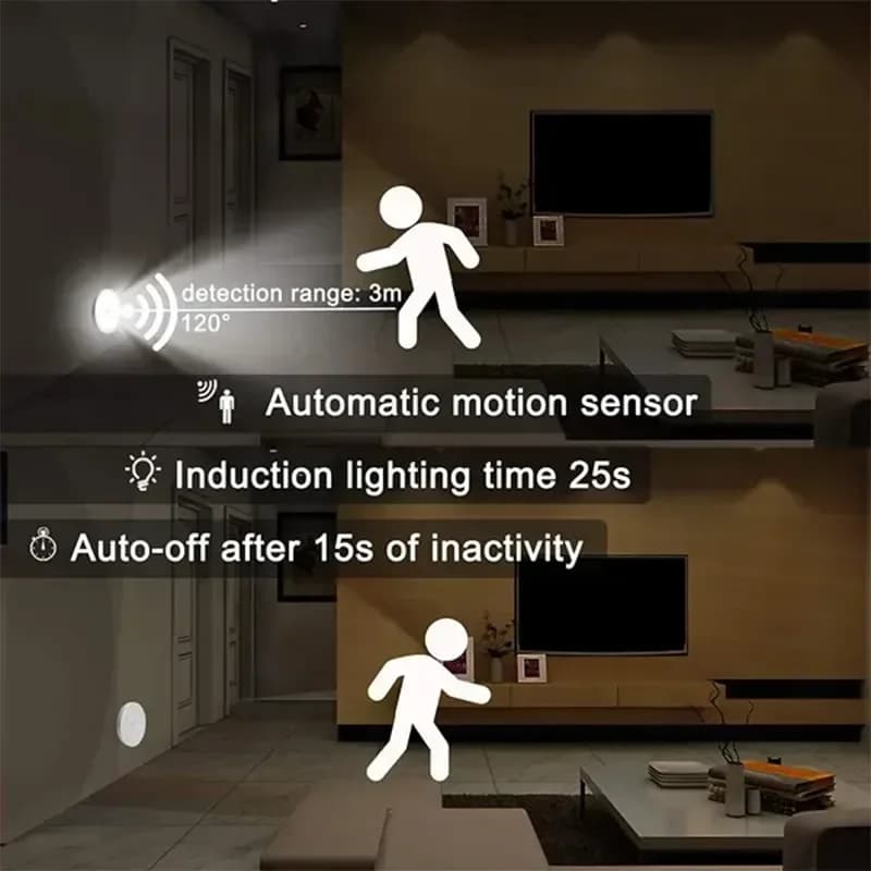 LED détecteur de mouvement veilleuse USB Rechargeable lampe de nuit pour armoires de cuisine armoire