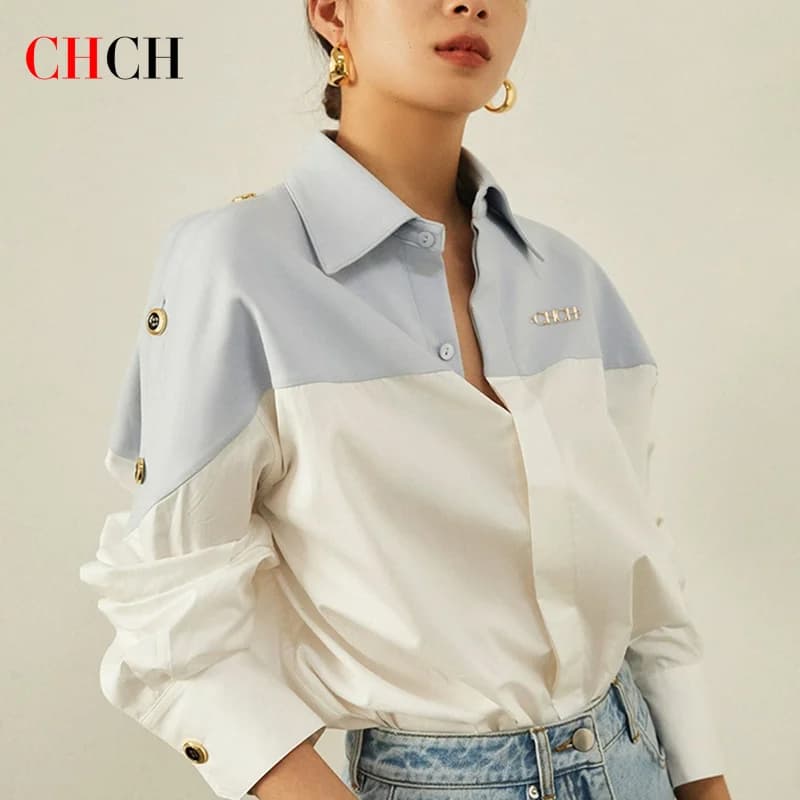 CHCH-Chemise d'affaires à manches longues pour femmes, Chemise épissée, Vêtements pour femmes, Abonn