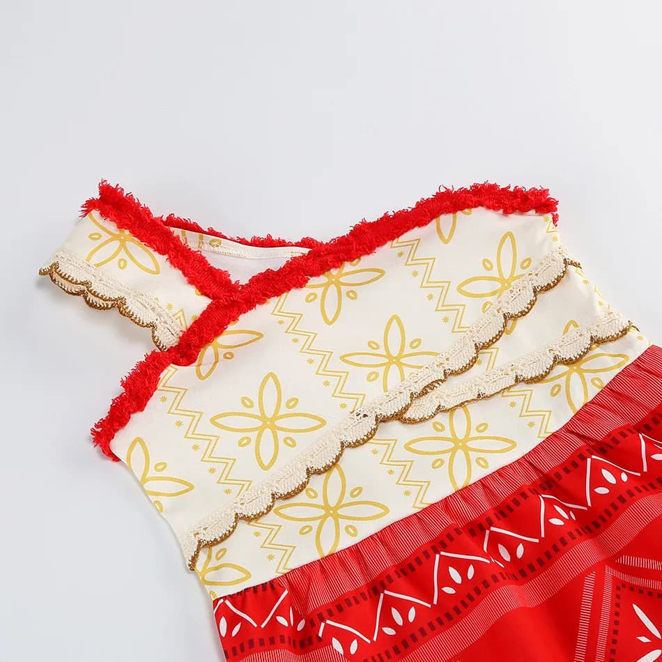 Moana – ensemble de vêtements sans manches pour filles, asymétrique épaule dénudée, princesse mignon