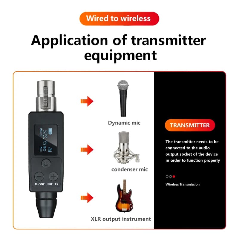Convertisseur de Microphone sans fil UHF à 2 canaux, transmetteur et récepteur de batterie Rechargea