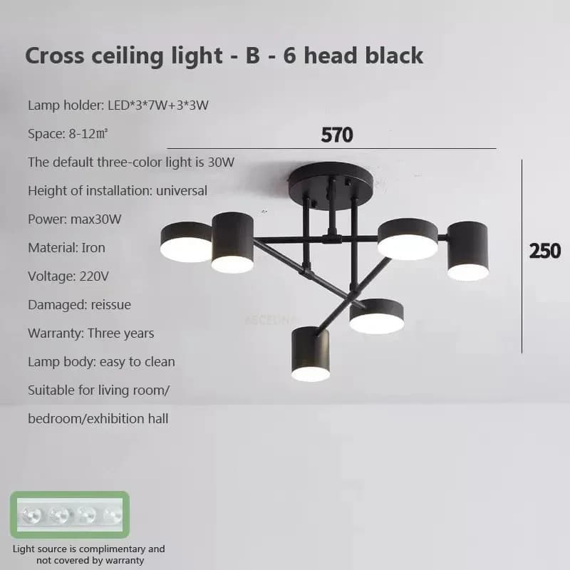 Plafond moderne à LEDs lustre blanc 6 têtes lampe suspendue lumière pour plafond salle à manger salo