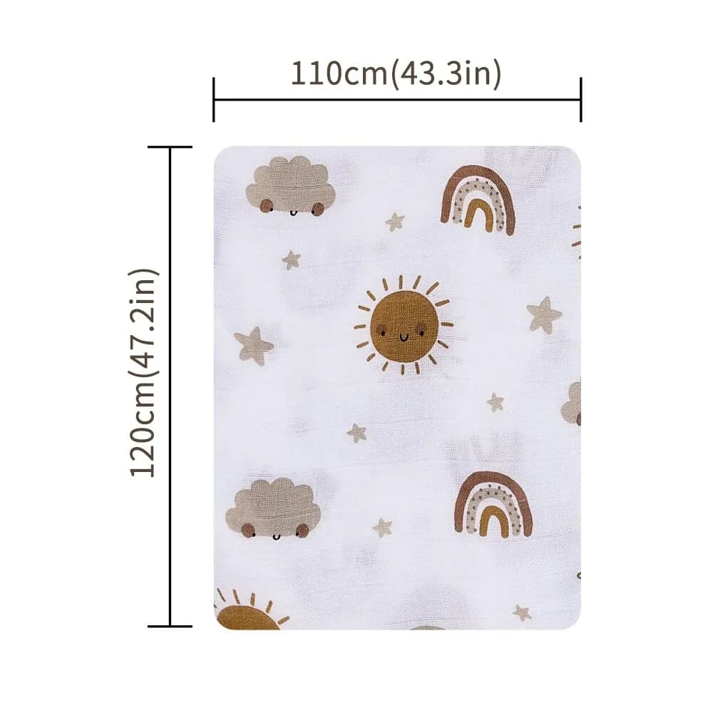 Couverture d'emmaillotage en mousseline de coton et bambou pour bébé, 120x110cm, mignon, doux, impri