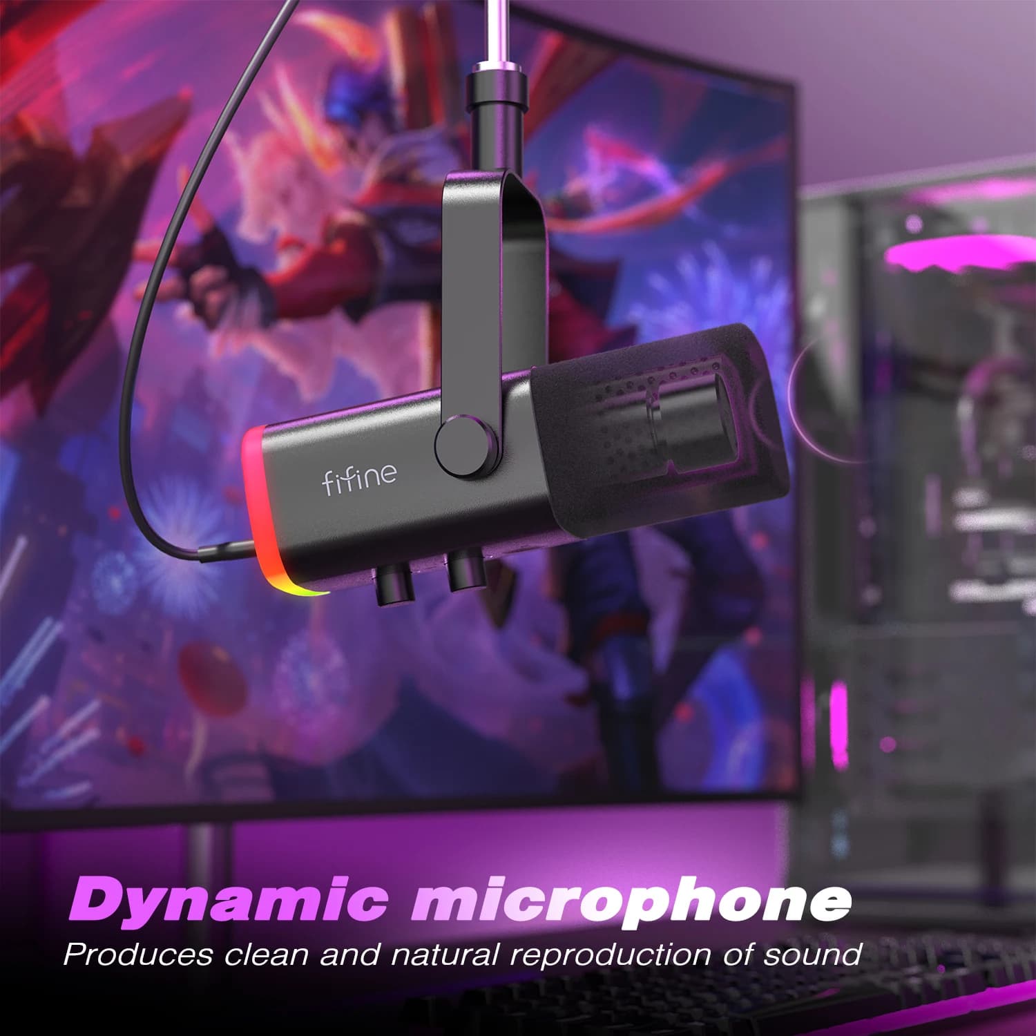 FIFINE-Microphone dynamique USB/XLR avec bouton tactile muet, prise téléphonique pour sauna, command