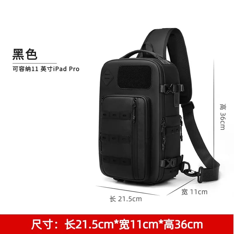 Sac à bandoulière croisé pour hommes, sac de poitrine étanche, sacoche de taille tactique avec ferme