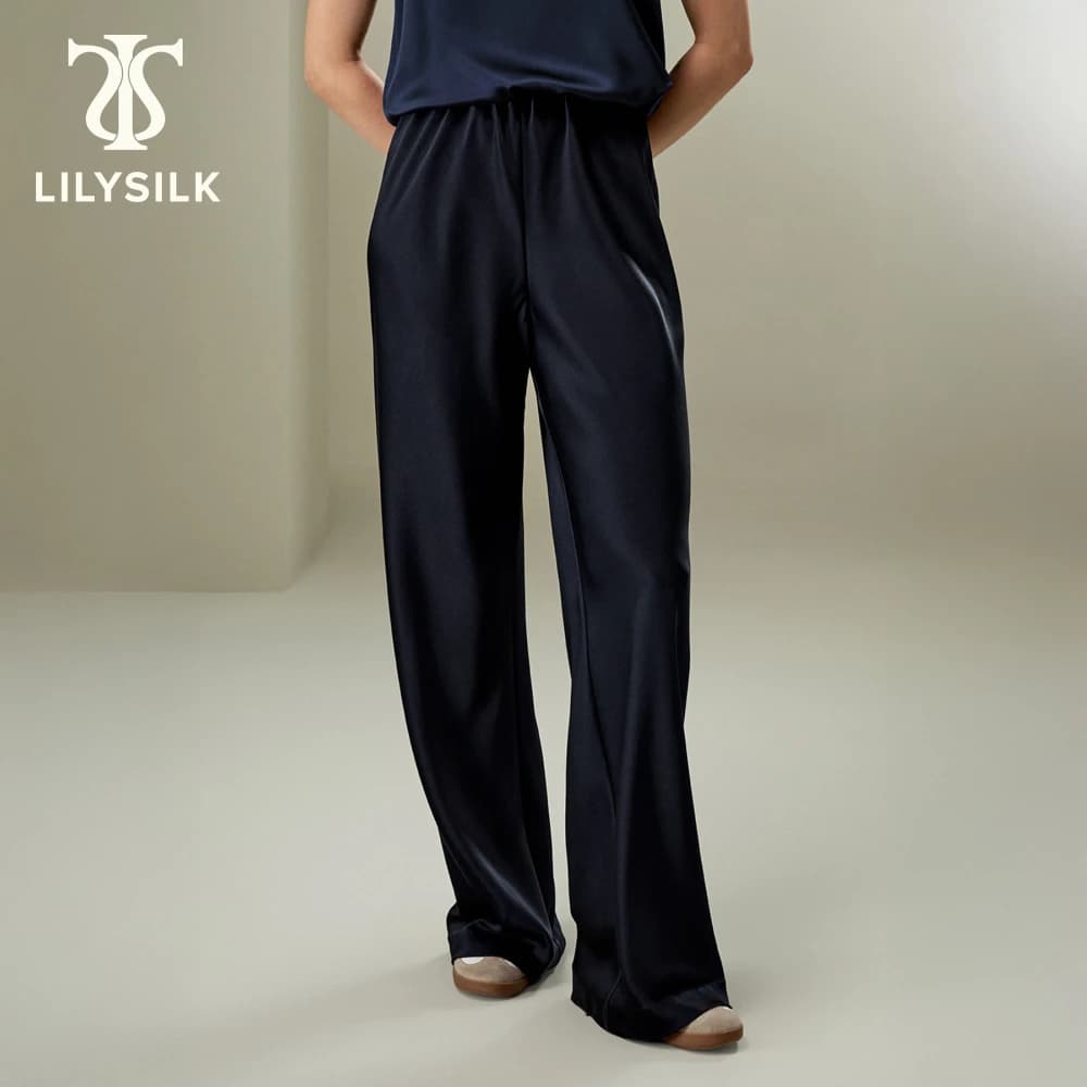LILYSILK Pantalon en soie coupe biais pour femme - Style minimaliste - Coupe décontractée pour plusi