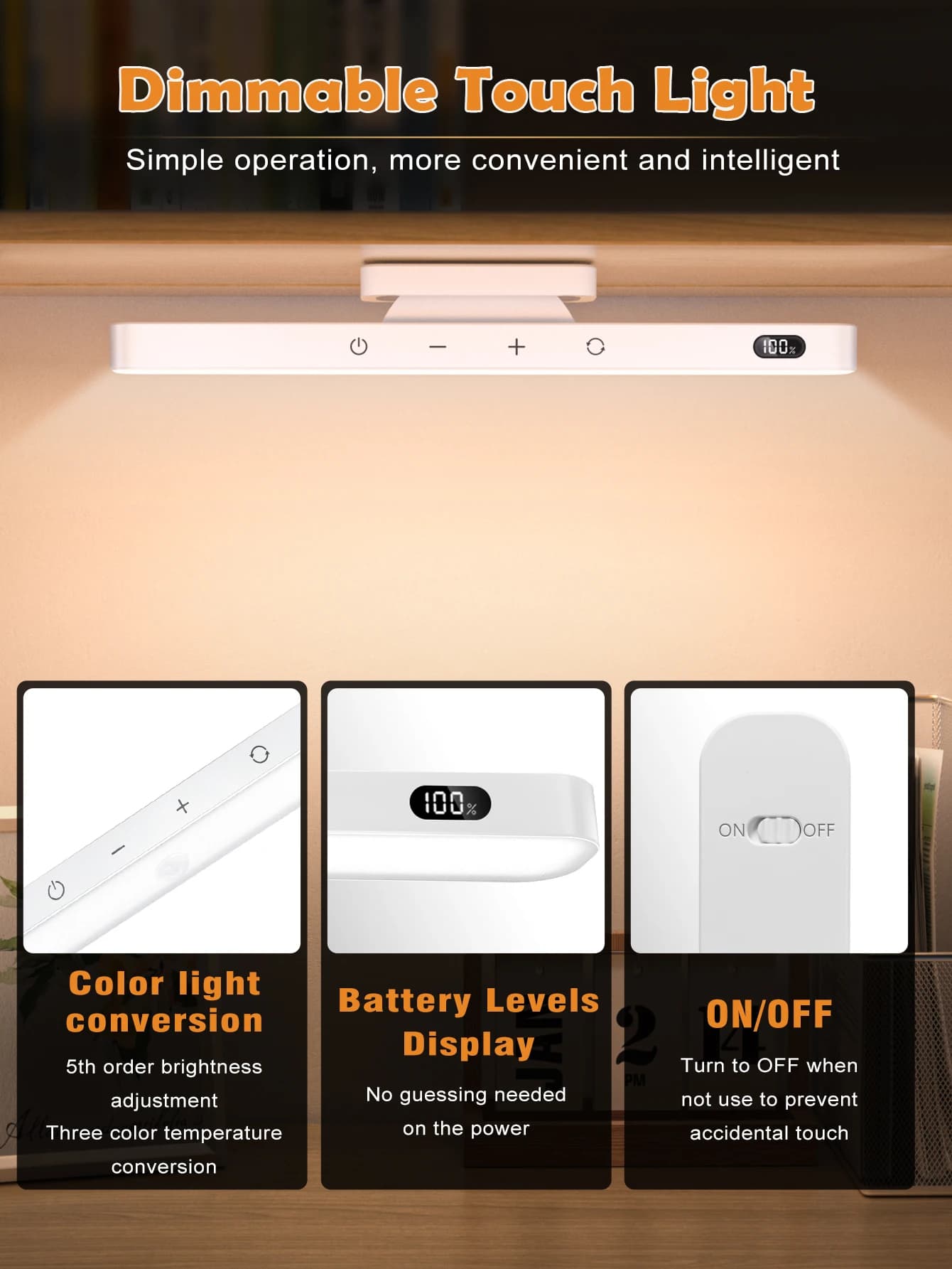 WILLED-Lampe de Table Tactile Magnétique, Veilleuses Rechargeables, Lampe de Bureau, Batterie 2500mA