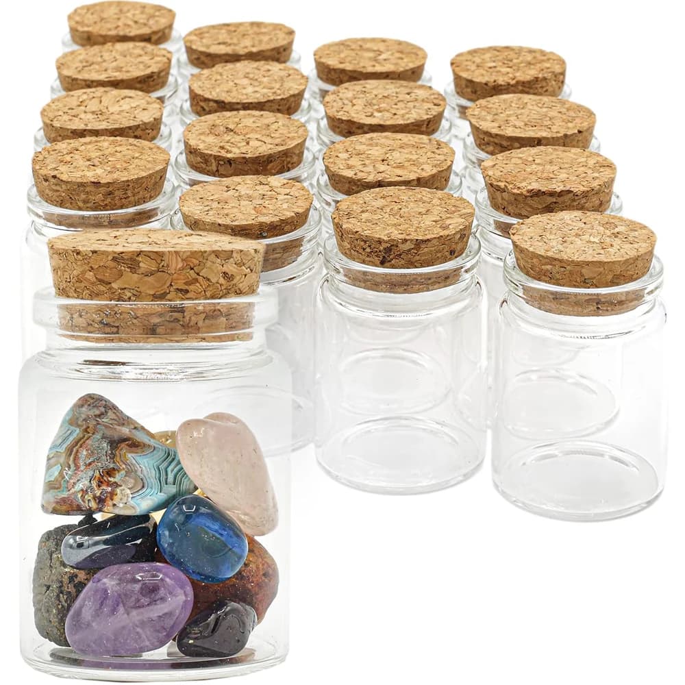 Mini bocaux en verre HI avec bouchons en liège, petits pots de sort, bouteille de souhait, bouteille