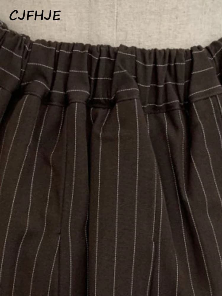 CJFHJE-Blazer à rayures crantées pour femmes, simple boutonnage, veste élégante, taille haute élasti