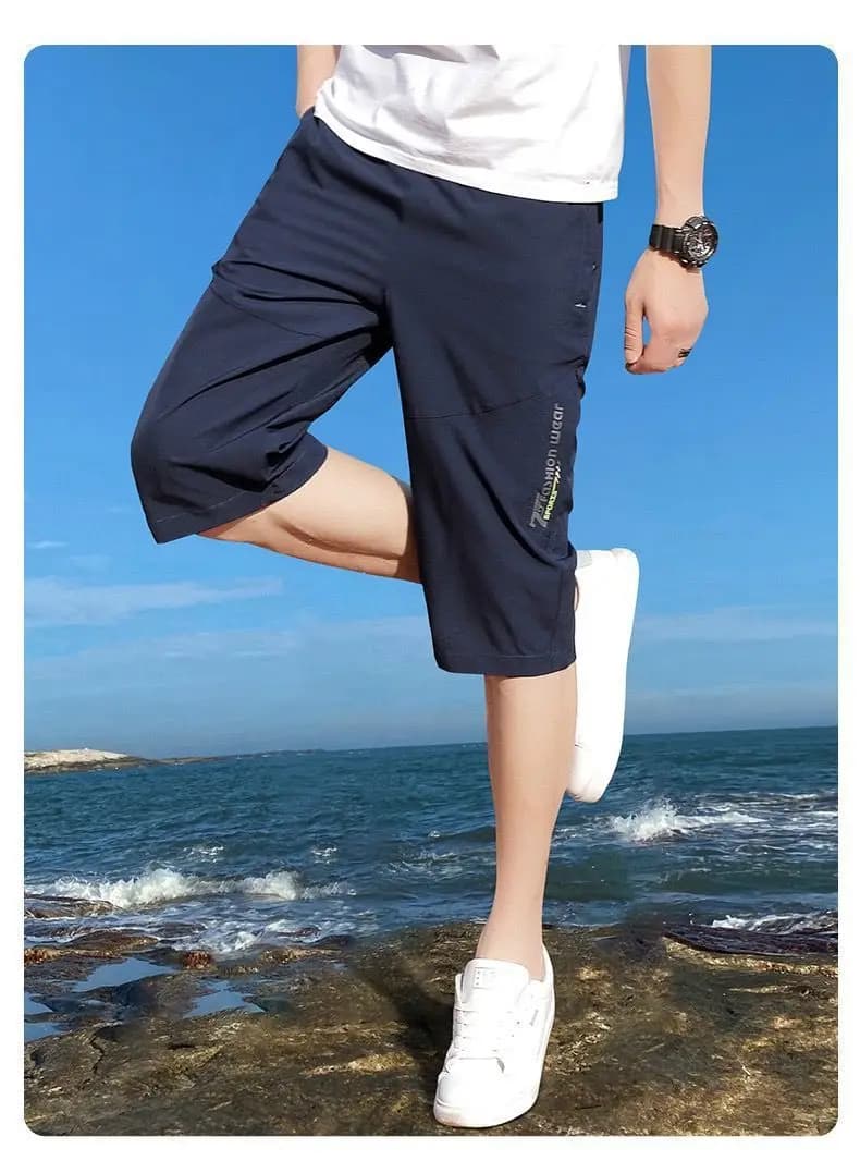 2025 nouveaux hommes sept points glace soie fermeture éclair poche pantalons décontractés respirant 