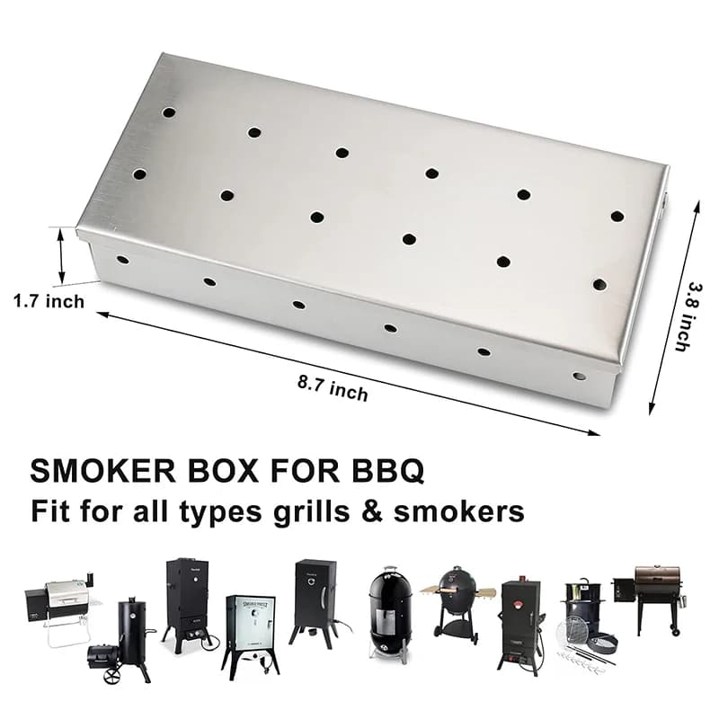 Boîte à fumeur pour copeaux de bois, accessoires de barbecue en acier inoxydable, ne se déforme pas 