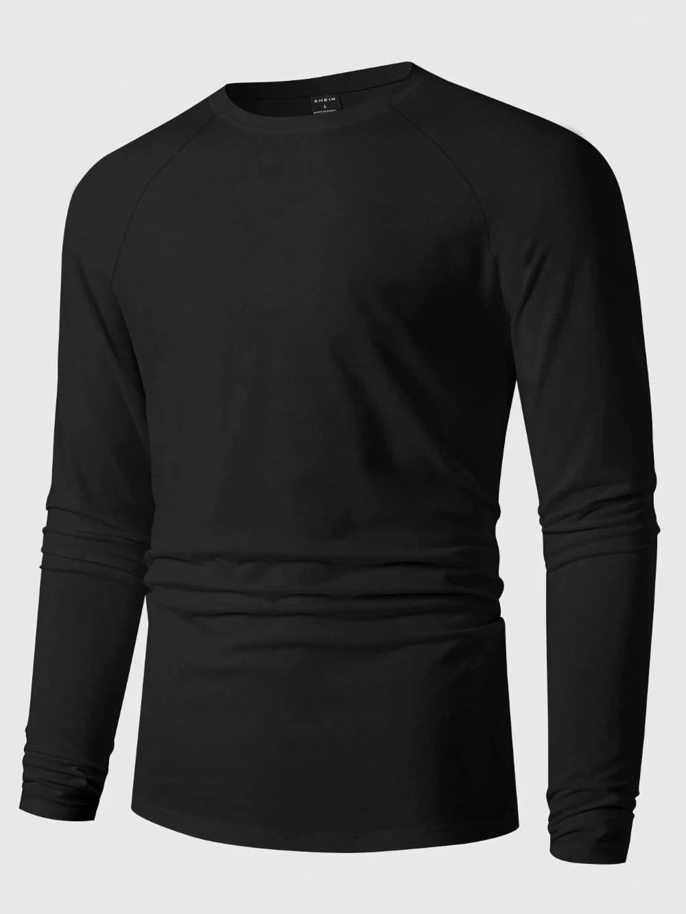 T-Shirt décontracté à manches longues et col rond pour hommes, toutes saisons, couleur unie, en pur 