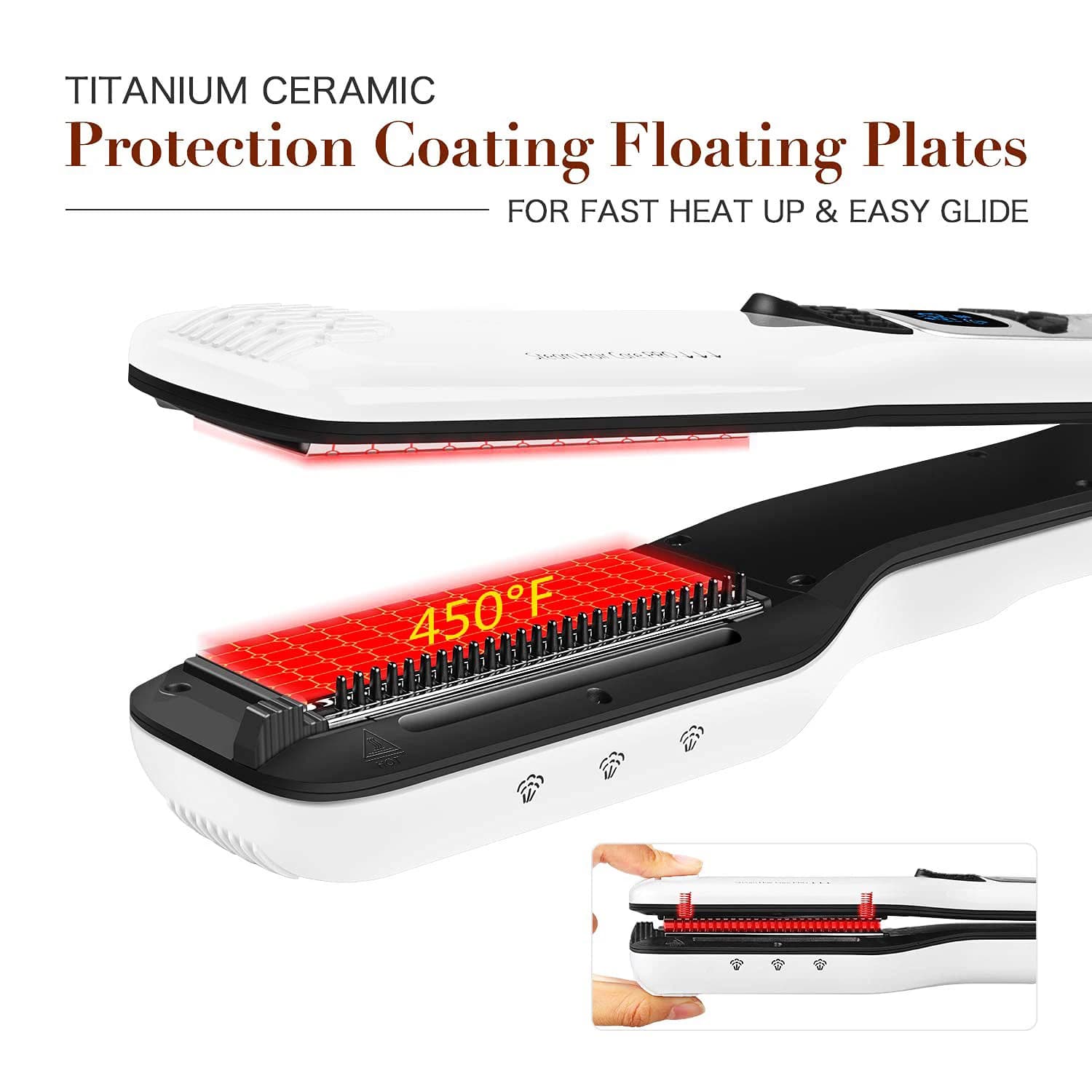 Lisseur électrique à vapeur professionnel en céramique, large fer plat pour friser les cheveux, plaq