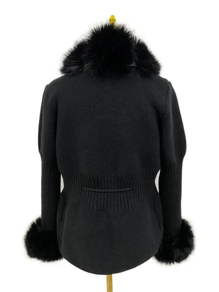 ZADORIN luxe fourrure Cardigan tricot hiver pull femmes élégant détachable fourrure ceinture blanc r