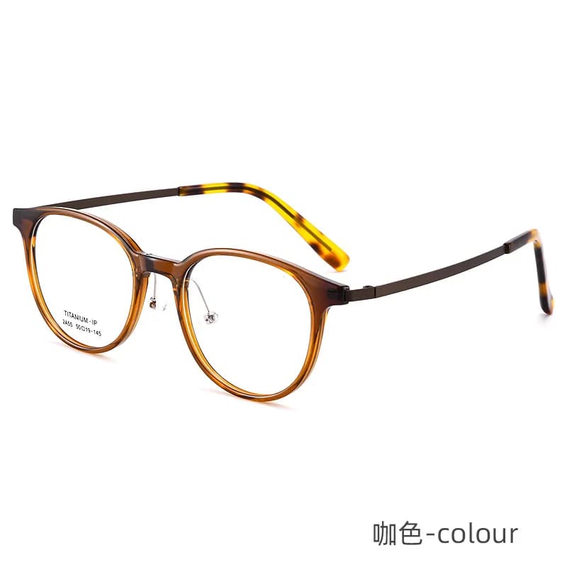 FIRADA lunettes confortables à la mode rondes rétro pur titane lunettes montures de Prescription opt