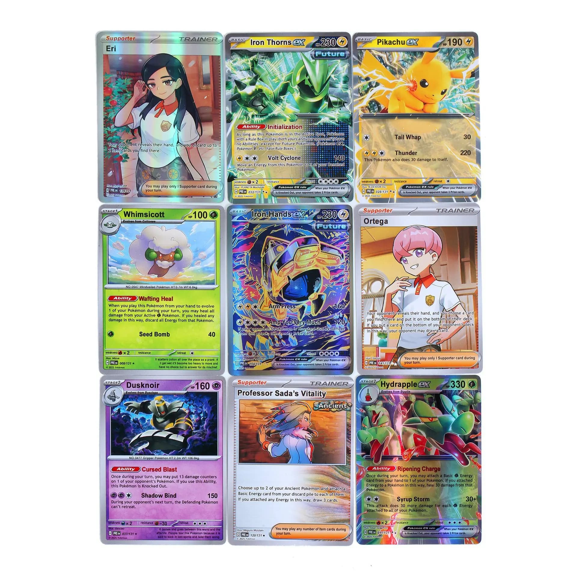 90-360 pièces de cartes Pokémon espagnoles, anglaises et françaises, Prismatic Evolutions, Surging S
