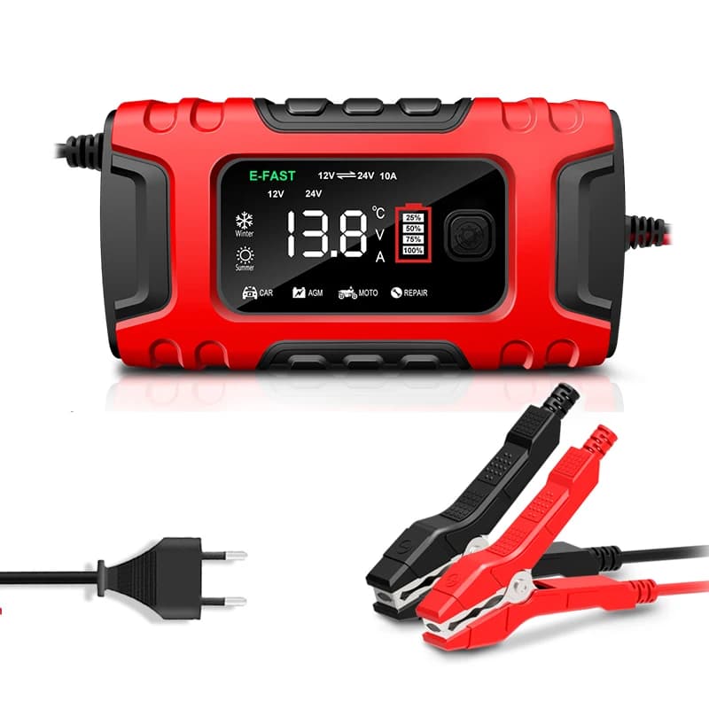 Chargeur de batterie de voiture 12V 10A et 24V 5A, entretien des impulsions, affichage LCD, charge r