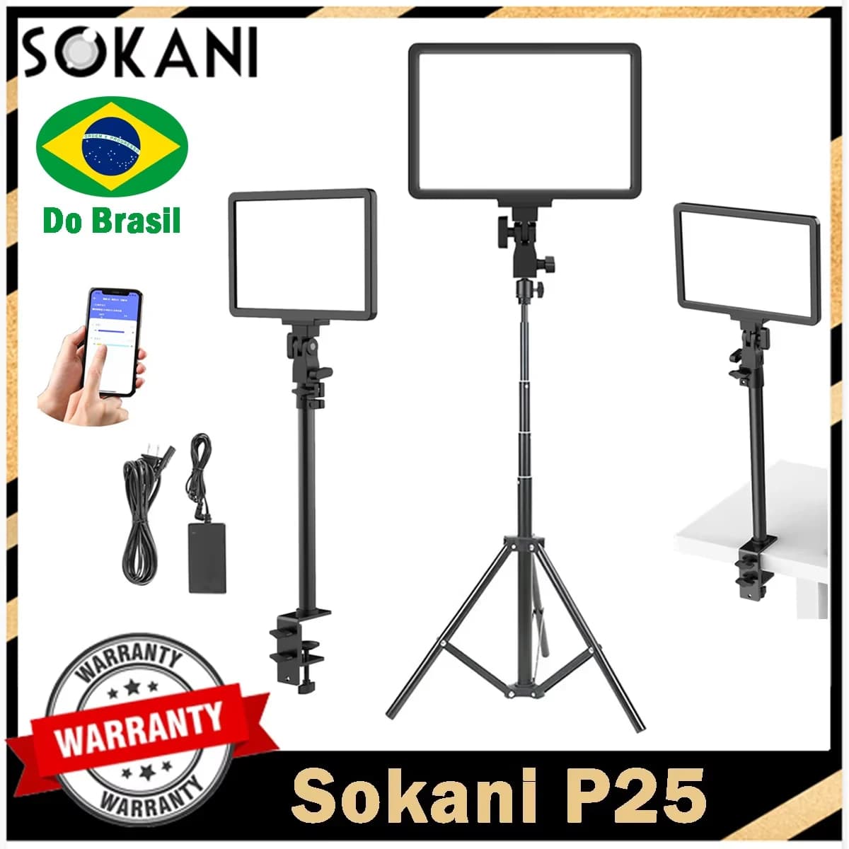 Sokani P25 Panneau lumineux LED à intensité variable, lampe de remplissage pour sports électroniques