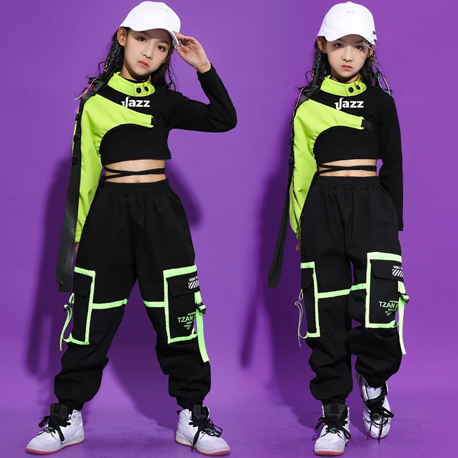 LOLANTA-Ensemble haut court et pantalon cargo pour filles, vêtements de danse hip hop, tenues active
