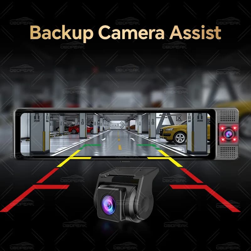 OBDPEAK Caméra embarquée 3 caméras 4K DVR Voiture Avant Intérieur Arrière 1080P Suivi GPS Vision Noc