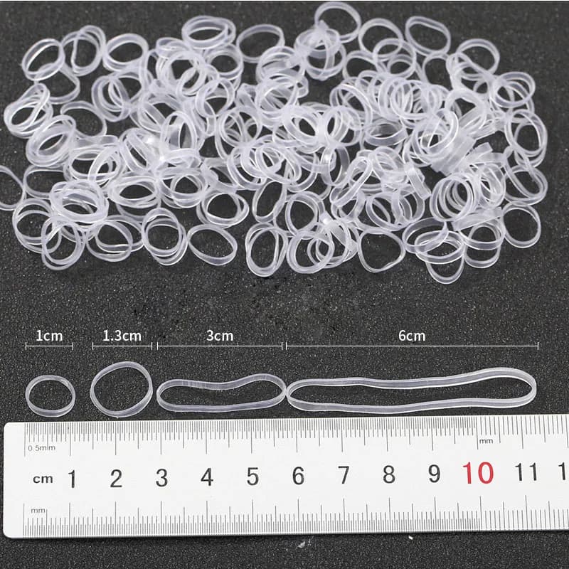 Bande de caoutchouc en Silicone transparente à haute élasticité, Mini élastiques pour cheveux transp