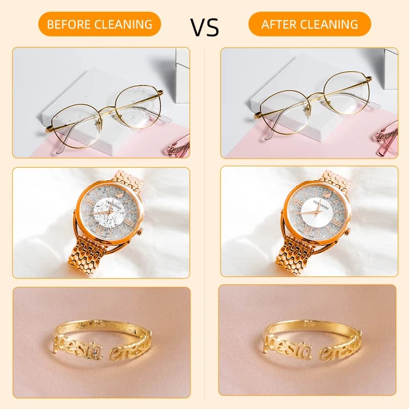 Nettoyeur à ultrasons 250 mAh pour lunettes, bijoux et brosses à dents, avec minuterie, haute fréque
