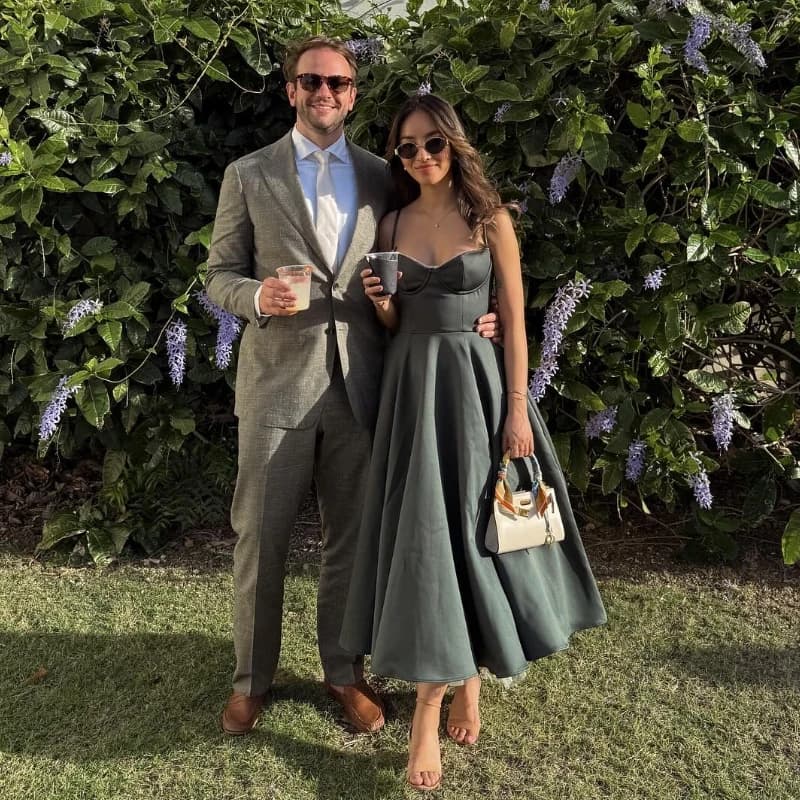 Suninheart été robes de soirée d'invité de mariage femmes vert imprimé fleuri robe Sexy haute fente 