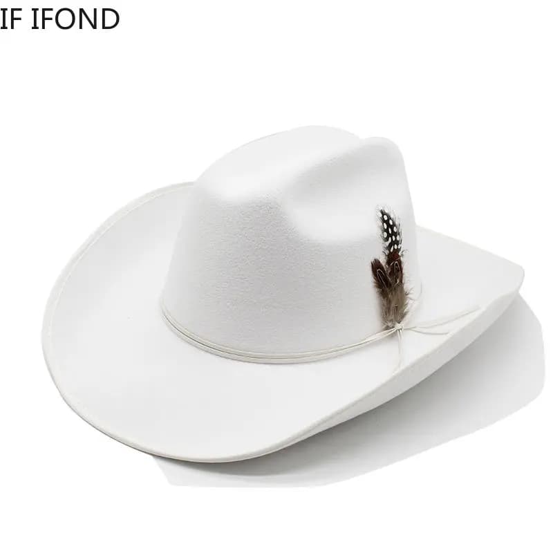 Chapeau de cowboy occidental à large bord pour homme, casquettes d'église Everche, Fascinateur vinta