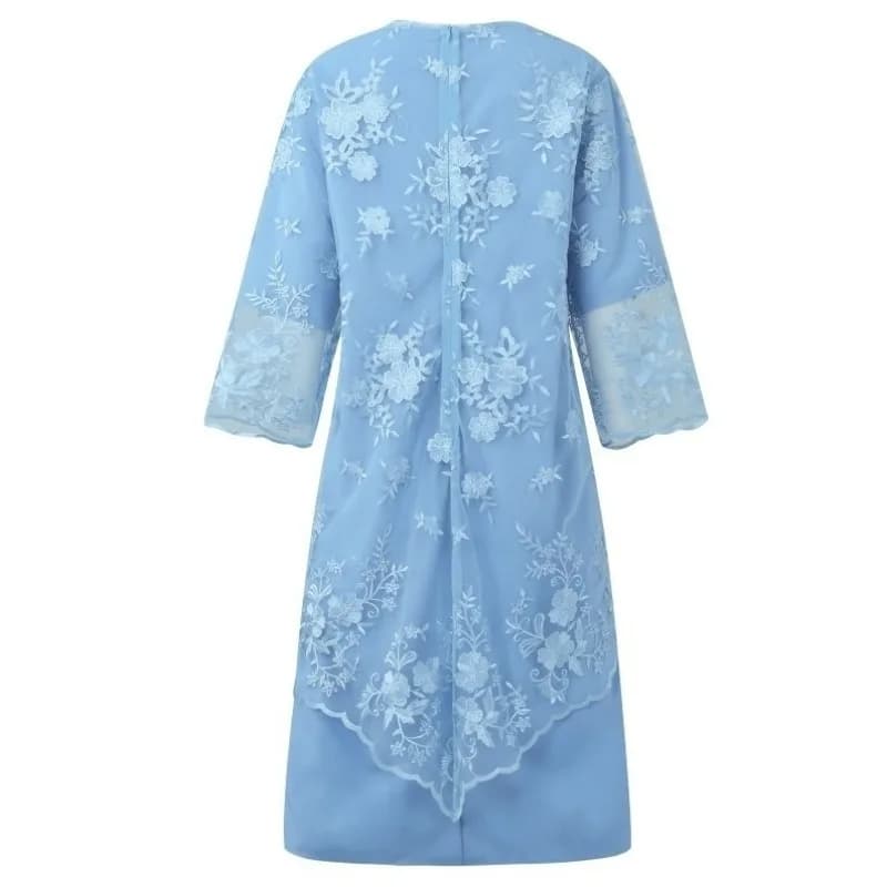 Nouvelle Robe de Soirée Grande Taille pour Femme, Ensemble Deux Pièces avec Broderie en Dentelle de 