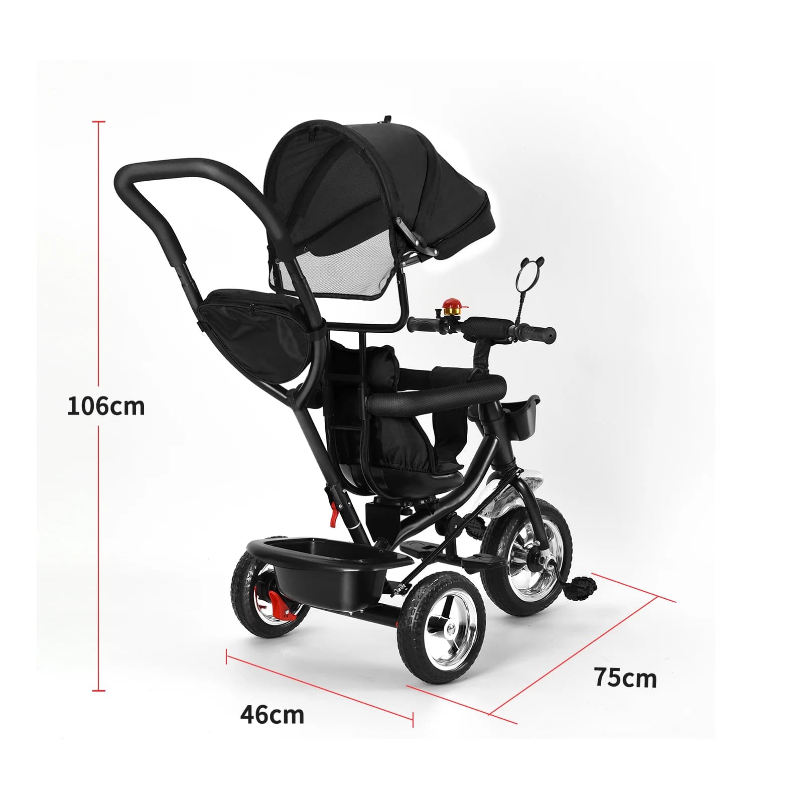 Tricycle bébé évolutif 1 à 5 ans, vélo pour les enfants plus âgés, siège réversible, grand panier et