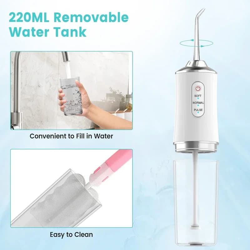 Irrigateur dentaire Portable, Jet dentaire, Rechargeable par USB, cure-dents, 4 embouts, machine à l