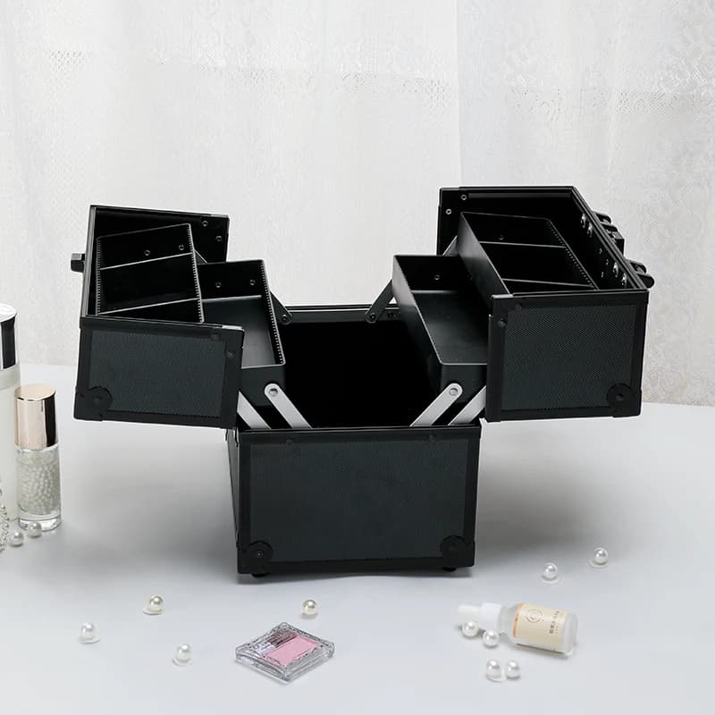 Étui de Train de maquillage en alliage d'aluminium, organisateur de boîte à bijoux, grande capacité,