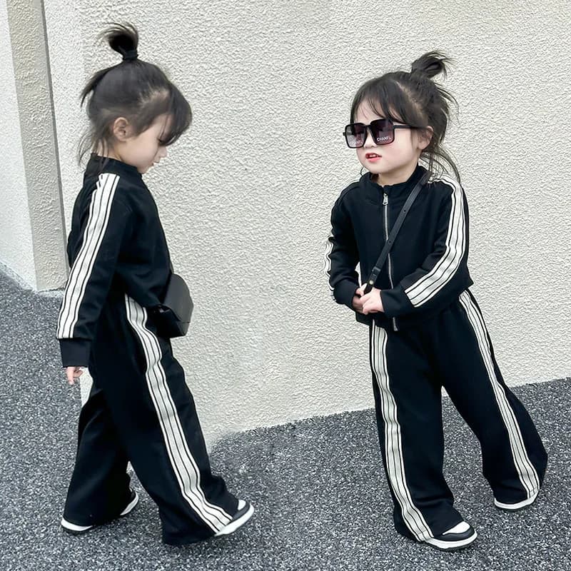 Ensembles décontractés à la mode pour filles, costumes de sport pour enfants, veste à manches longue