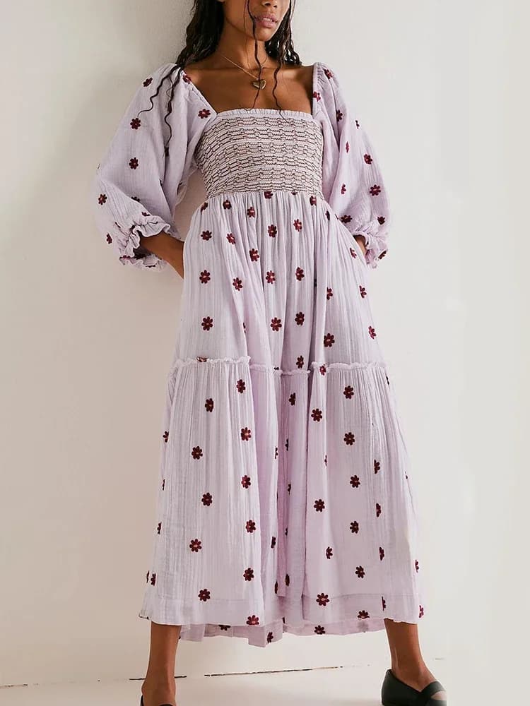 Pouvez-vous psyLady-Robe maxi brodée à fleurs pour femmes, robes à plusieurs niveaux, volants décont