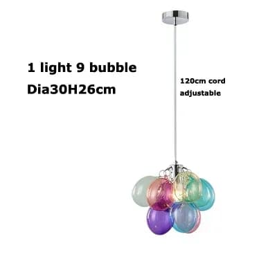 Lustre à bulles de décoration moderne coloré, vêtements de salon, boule de verre PRGlass, lumières L